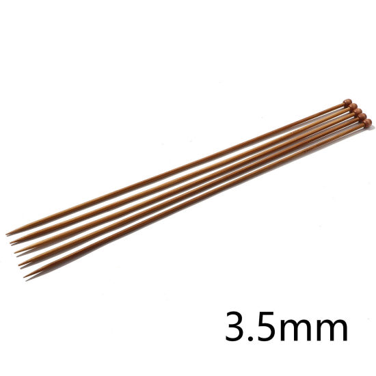 Picture of (US4 3.5mm) Natural Bamboo Single Pointed Knitting Needles Brown 35cm(13 6/8") long, 5 PCs