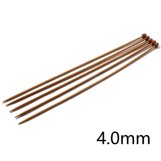 Picture of (US6 4.0mm) Natural Bamboo Single Pointed Knitting Needles Brown 35cm(13 6/8") long, 5 PCs