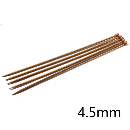 Picture of (US7 4.5mm) Natural Bamboo Single Pointed Knitting Needles Brown 35cm(13 6/8") long, 5 PCs