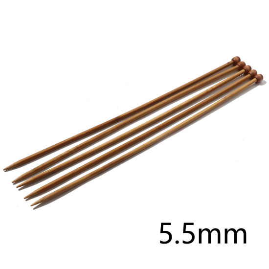 Picture of (US9 5.5mm) Natural Bamboo Single Pointed Knitting Needles Brown 35cm(13 6/8") long, 5 PCs