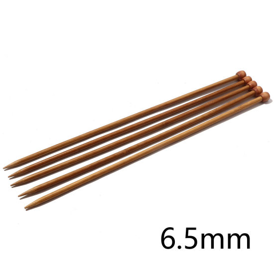 Picture of (US10.5 6.5mm) Natural Bamboo Single Pointed Knitting Needles Brown 35cm(13 6/8") long, 5 PCs