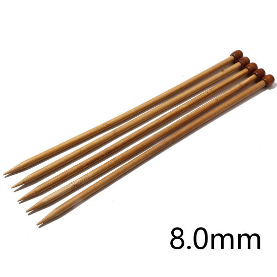 Picture of (US11 8.0mm) Natural Bamboo Single Pointed Knitting Needles Brown 35cm(13 6/8") long, 5 PCs