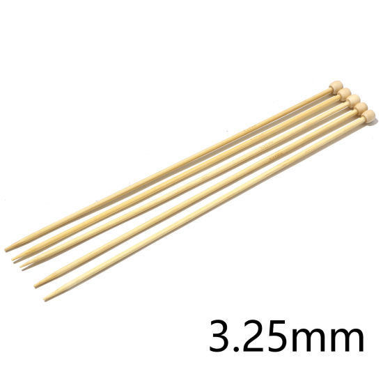 Picture of (US3 3.25mm) Bamboo Single Pointed Knitting Needles Natural 25cm(9 7/8") long, 5 PCs