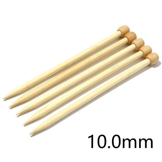 Picture of (US15 10.0mm) Bamboo Single Pointed Knitting Needles Natural 25cm(9 7/8") long, 5 PCs