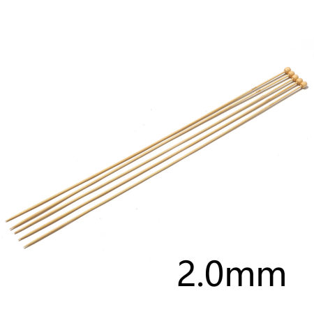 Imagen de (US0 2.0mm) Bambú Solo Punta Agujas de tejer Natural 35cm longitud, 5 Unidades