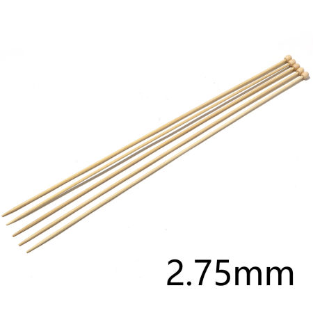 Imagen de (US2 2.75mm) Bambú Solo Punta Agujas de tejer Natural 35cm longitud, 5 Unidades