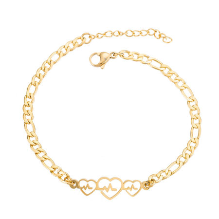 Bild von 304 Edelstahl Stilvoll 3:1 Figarokette Kette Armband Vergoldet Medizinisches Elektrokardiogramm 16cm lang, 1 Strang
