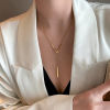 Imagen de Titanio Acero Estilo Ins Cable Cadena Cruz Collares Chapado en Oro de 18K Forma V Panícula 41cm longitud, 1 Unidad