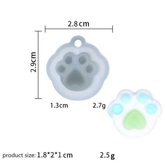 Bild von Silikonform aus Harz für die Schmuckherstellung, Pfotenabdruck, Zuckerguss, Weiß, 2,9 cm x 2,8 cm, 2 Stück