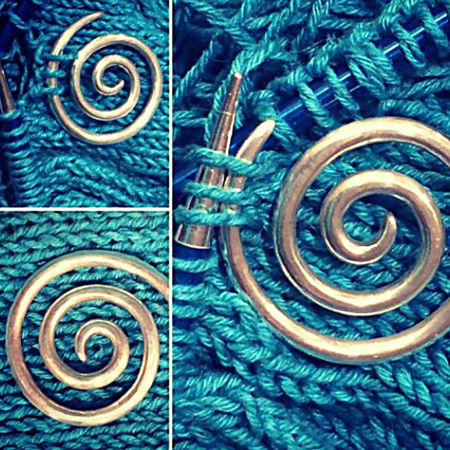 Imagen de Aleación Agujas de tejer Hélice Chapado en Oro 4cm x 4cm, 1 Unidad