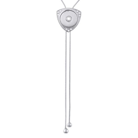 Picture of Zinc Based Alloy Snap Button Bolo Tie Necklace Fit 18mm/20mm Snap Buttons Triangle Silver Tone 43cm(16 7/8
