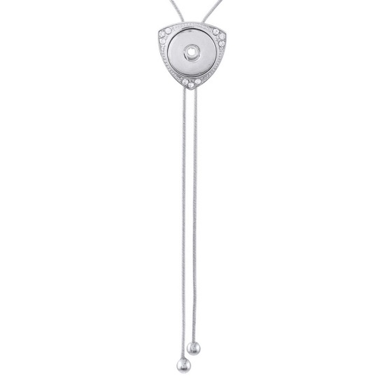 Picture of Zinc Based Alloy Snap Button Bolo Tie Necklace Fit 18mm/20mm Snap Buttons Triangle Silver Tone 43cm(16 7/8") long, Hole Size: 6mm( 2/8"), 1 Piece