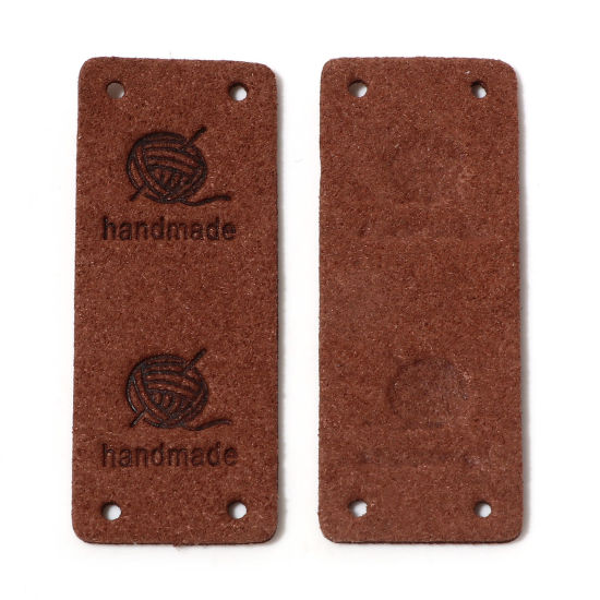 Image de Étiquettes en PU Rectangle Café " Handmade " 5cm x 2cm, 10 Pcs