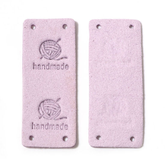 Image de Étiquettes en PU Rectangle Violet " Handmade " 5cm x 2cm, 10 Pcs