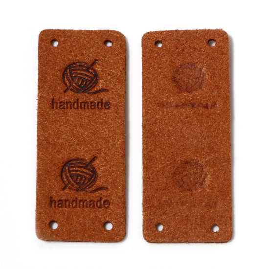 Image de Étiquettes en PU Rectangle Brun " Handmade " 5cm x 2cm, 10 Pcs