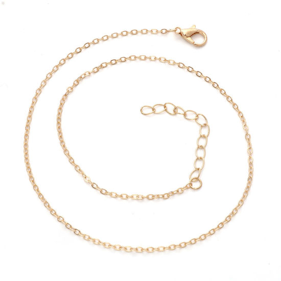 Picture of Iron Based Alloy Link Cable Chain Necklace Gold Plated 36.5cm(14 3/8") long, Chain Size: 2mm, 1 Packet ( 10 PCs/Packet)