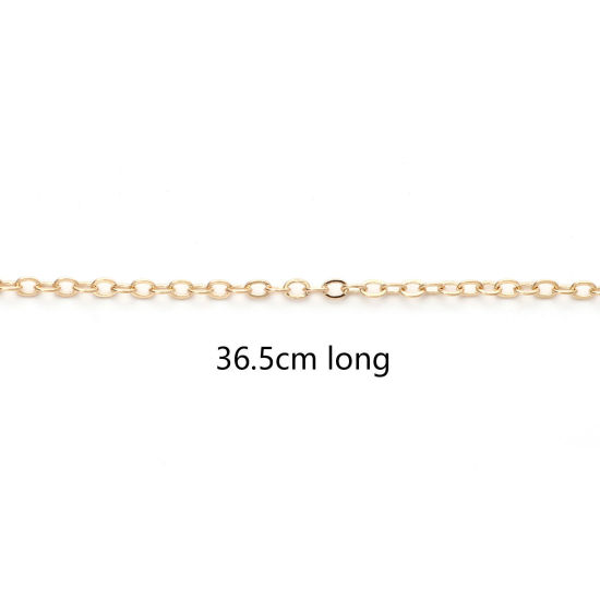 Picture of Iron Based Alloy Link Cable Chain Necklace Gold Plated 36.5cm(14 3/8") long, Chain Size: 2mm, 1 Packet ( 10 PCs/Packet)