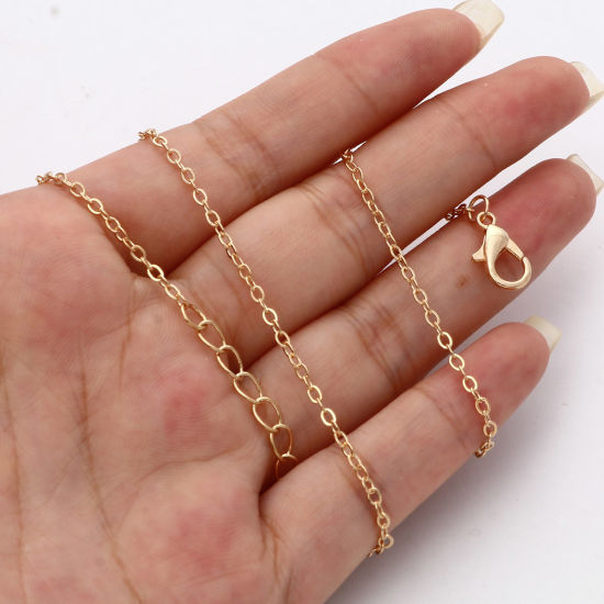 Picture of Iron Based Alloy Link Cable Chain Necklace Gold Plated 36.5cm(14 3/8") long, Chain Size: 2mm, 1 Packet ( 10 PCs/Packet)