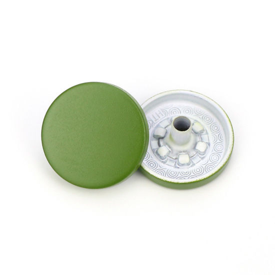 Изображение Сплав металл Пуговицы Зеленый С Краской 15мм диаметр, 10 ШТ