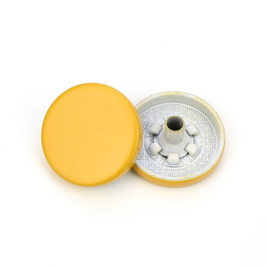 Изображение Сплав металл Пуговицы Золотисто-желтый С Краской 15мм диаметр, 10 ШТ
