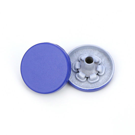 Изображение Сплав металл Пуговицы Темно-синий С Краской 15мм диаметр, 10 ШТ