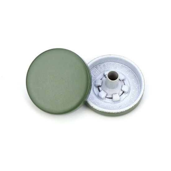 Изображение Сплав металл Пуговицы Темно-зеленый С Краской 15мм диаметр, 10 ШТ