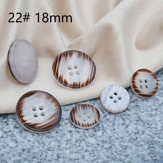 Picture of Resin Sewing Buttons Scrapbooking 4 Holes Round Coffee 18mm Dia, 50 PCs