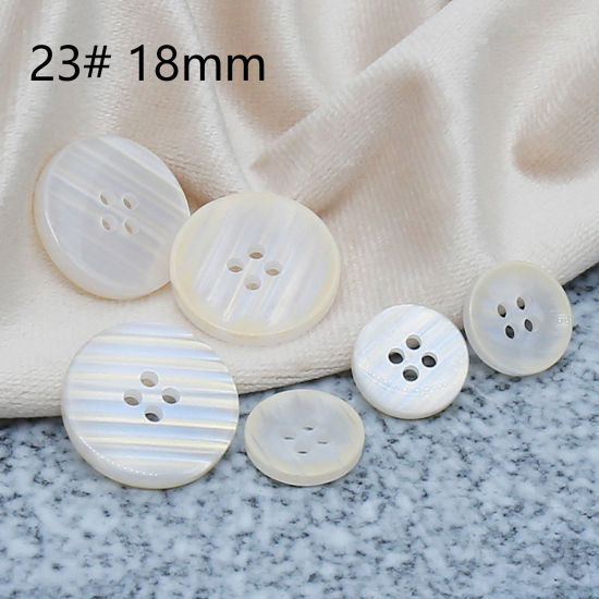 Picture of Resin Sewing Buttons Scrapbooking 4 Holes Round Beige 18mm Dia, 50 PCs