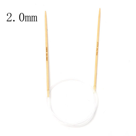 Immagine di (US0 2.0mm) Bambù & ABS Circolare Ferri da Maglia Beige 40cm Lunghezza, 1 Pz