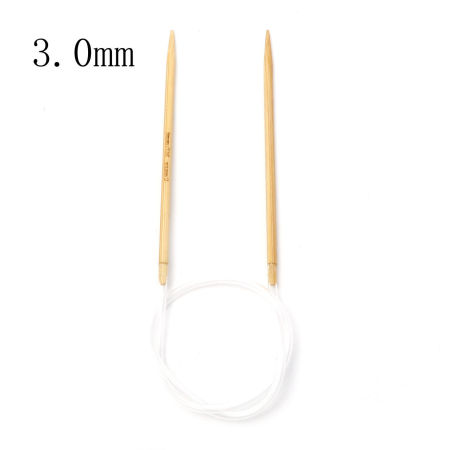 Immagine di 3mm Bambù & ABS Circolare Ferri da Maglia Beige 40cm Lunghezza, 1 Pz