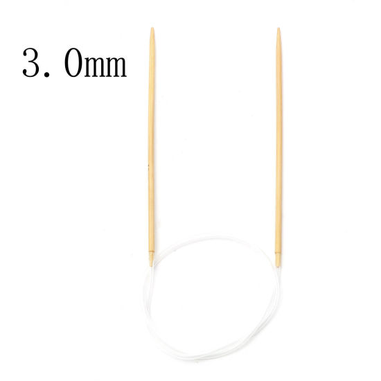 Picture of 3mm Bamboo & Plastic Circular Knitting Needles Beige 60cm(23 5/8") long, 1 Piece