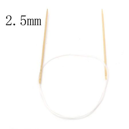 Immagine di 2.5mm Bambù & ABS Circolare Ferri da Maglia Beige 80cm Lunghezza, 1 Pz