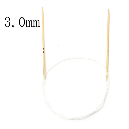 Picture of 3mm Bamboo & Plastic Circular Knitting Needles Beige 80cm(31 4/8") long, 1 Piece