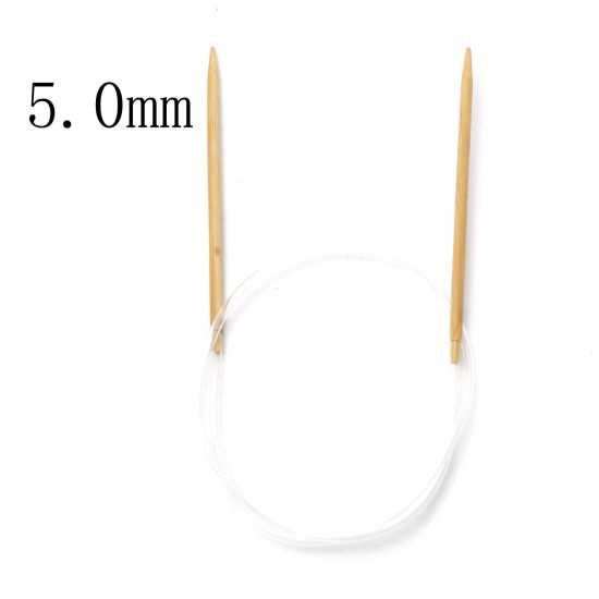 Picture of (US8 5.0mm) Bamboo & Plastic Circular Knitting Needles Beige 80cm(31 4/8") long, 1 Piece