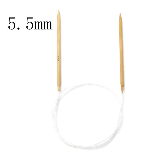 Picture of (US9 5.5mm) Bamboo & Plastic Circular Knitting Needles Beige 80cm(31 4/8") long, 1 Piece