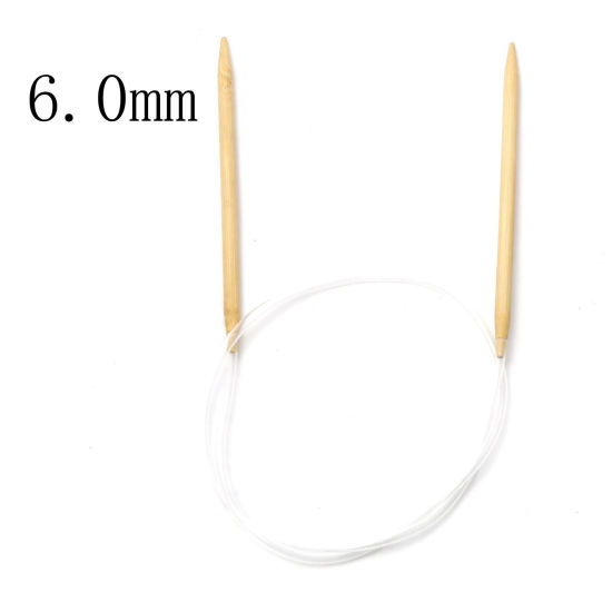 Picture of (US10 6.0mm) Bamboo & Plastic Circular Knitting Needles Beige 80cm(31 4/8") long, 1 Piece