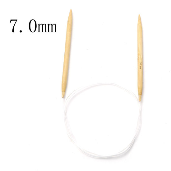 Picture of 7mm Bamboo & Plastic Circular Knitting Needles Beige 80cm(31 4/8") long, 1 Piece