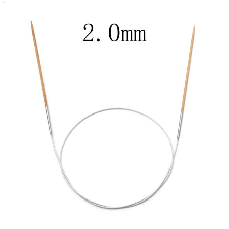 Immagine di (US0 2.0mm) Bambù & Acciaio Inossidabile Circolare Ferri da Maglia Marrone 80cm Lunghezza, 1 Pz