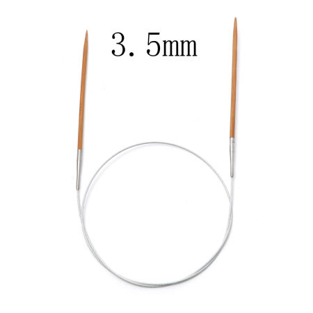 Immagine di (US4 3.5mm) Bambù & Acciaio Inossidabile Circolare Ferri da Maglia Marrone 80cm Lunghezza, 1 Pz