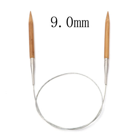 Immagine di (US13 9.0mm) Bambù & Acciaio Inossidabile Circolare Ferri da Maglia Marrone 80cm Lunghezza, 1 Pz