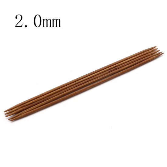 Image de (US0 2.0mm) Aiguilles à Tricoter Double Point en Bambou Brun 13cm Long, 5 Pièces