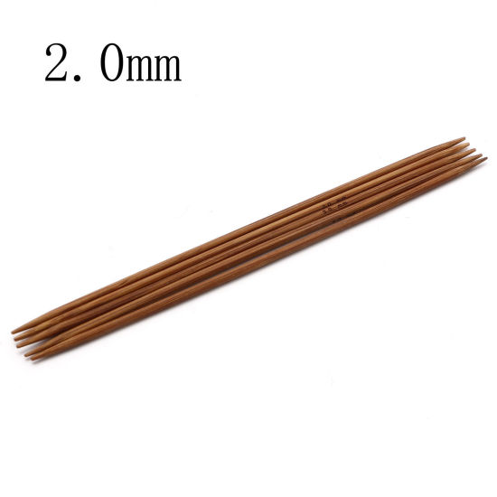 Picture of (US0 2.0mm) Natural Bamboo Double Pointed Knitting Needles Brown 13cm(5 1/8") long, 5 PCs