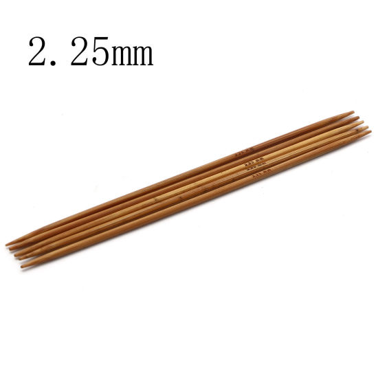 Image de (US1 2.25mm) Aiguilles à Tricoter Double Point en Bambou Brun 13cm Long, 5 Pièces