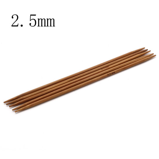 Image de 2.5mm Aiguilles à Tricoter Double Point en Bambou Brun 13cm Long, 5 Pièces