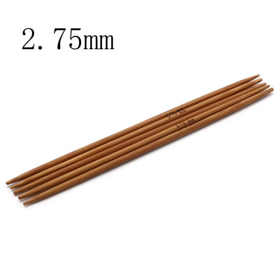 Image de (US2 2.75mm) Aiguilles à Tricoter Double Point en Bambou Brun 13cm Long, 5 Pièces