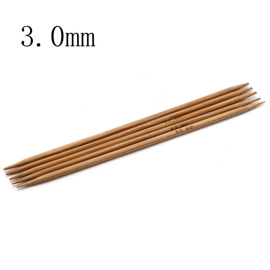 Picture of 3mm Natural Bamboo Double Pointed Knitting Needles Brown 13cm(5 1/8") long, 5 PCs