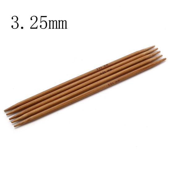 Image de (US3 3.25mm) Aiguilles à Tricoter Double Point en Bambou Brun 13cm Long, 5 Pièces