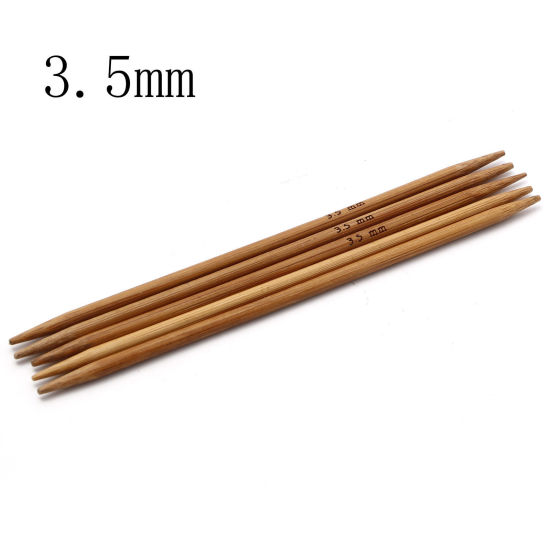 Image de (US4 3.5mm) Aiguilles à Tricoter Double Point en Bambou Brun 13cm Long, 5 Pièces