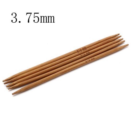 Image de (US5 3.75mm) Aiguilles à Tricoter Double Point en Bambou Brun 13cm Long, 5 Pièces
