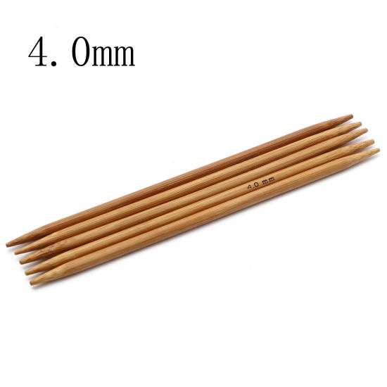 Image de (US6 4.0mm) Aiguilles à Tricoter Double Point en Bambou Brun 13cm Long, 5 Pièces